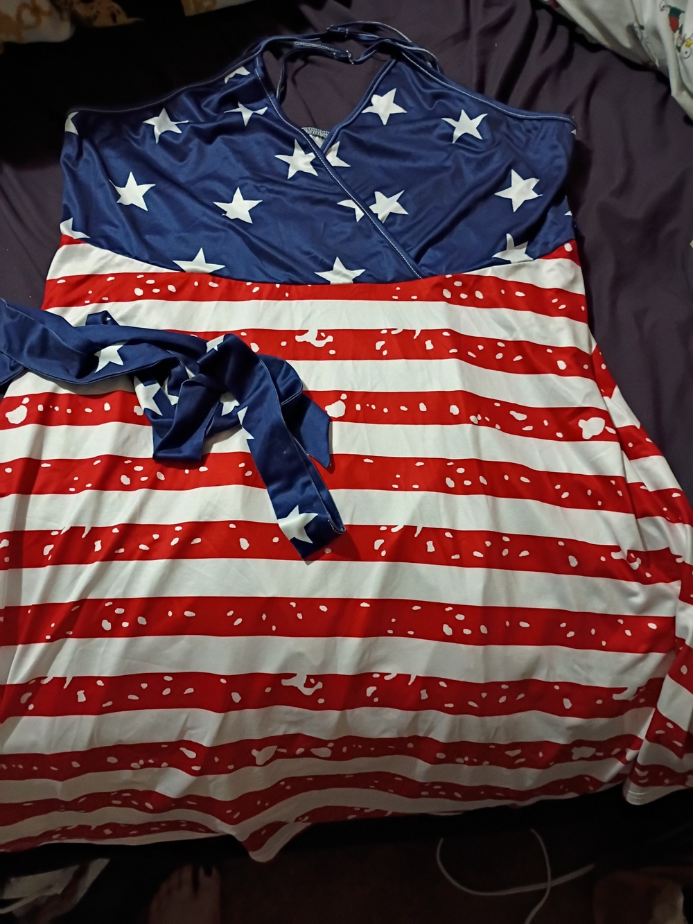 SHEIN Red White and Blue Stars & Stripes Wrap Dress